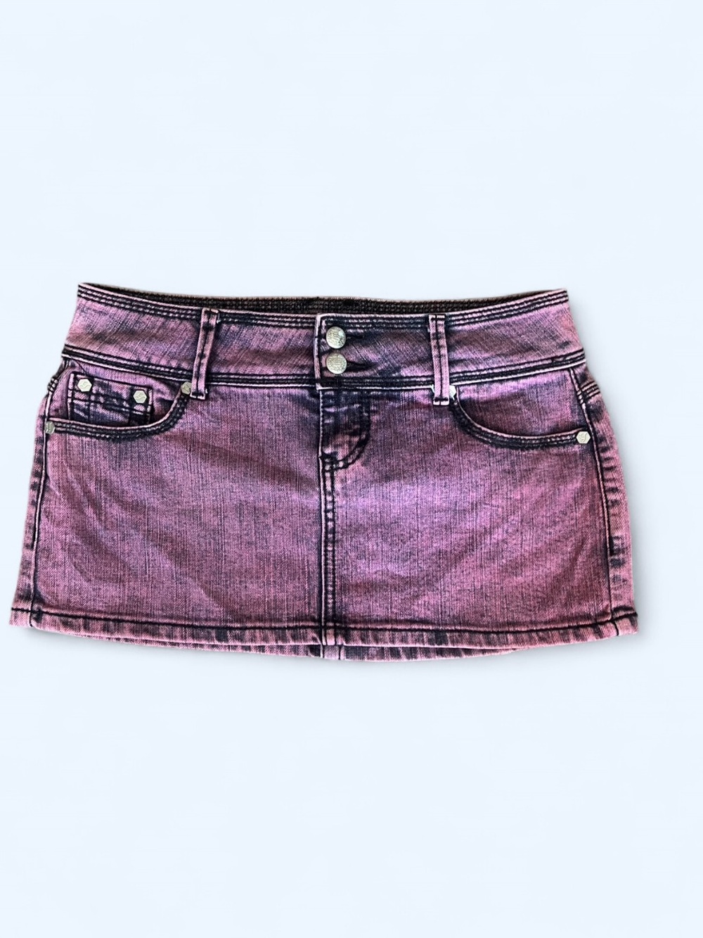 VINTAGE Younique Pink Denim Mini Skirt with Button Front